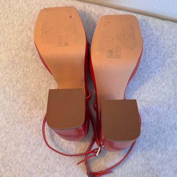 Azalea Wang Lennox Strappy Platform Sandal Heels in Red Size 8.5 - Picture 6 of 7